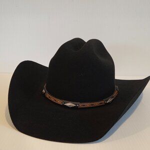 Larry Mahan Black Cowboy Hat with Brown Band